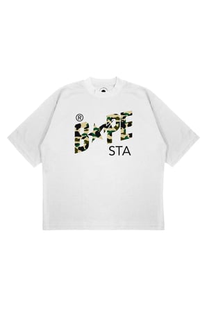 Unisex Oversize BAPE 1ST STA Baskılı Boxy Fit Kalın Kumaşlı T-shirt