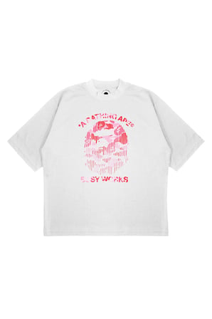 Unisex Oversize BAPE BUSY WORKS Shattered Baskılı Boxy Fit Kalın Kumaşlı (240gsm) T-shirt