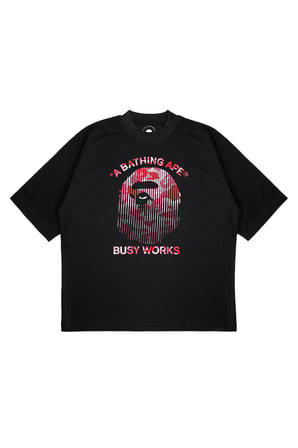 Unisex Oversize BAPE BUSY WORKS Shattered Baskılı Boxy Fit Kalın Kumaşlı (240gsm) T-shirt