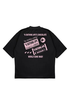 Unisex Oversize A BATHING APE CHOCOLATE Baskılı Boxy Fit Kalın Kumaşlı (240gsm) T-shirt