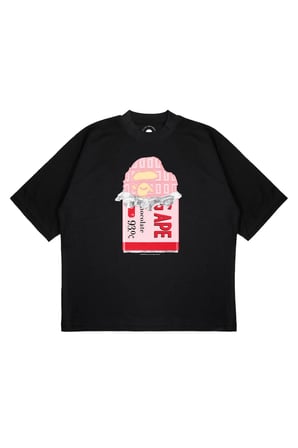 Unisex Oversize BAPE x Choco Bites Baskılı Boxy Fit Kalın Kumaşlı (240gsm) T-shirt