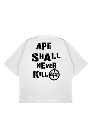 Unisex Oversize A BATHING APE SHALL NEVER KILL Baskılı Boxy Fit Kalın Kumaşlı T-shirt
