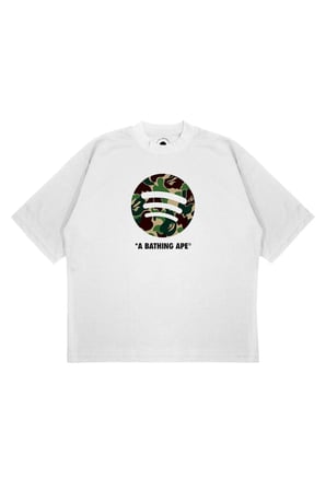 Unisex Oversize A BATHING APE SPOTIFY Baskılı Boxy Fit Kalın Kumaşlı T-shirt