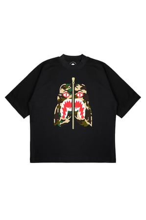 Unisex Oversize BAPE TIGER CAMO 1ST Baskılı Boxy Fit Kalın Kumaşlı (240gsm) T-shirt