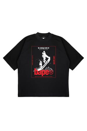 Unisex Oversize A BATHING APE WAVES Baskılı Boxy Fit Kalın Kumaşlı (240gsm) T-shirt