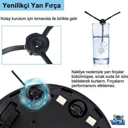 Lydsto R1 Pro HD-STYTJ-W03 için 4 Adet Siyah Yan Fırça