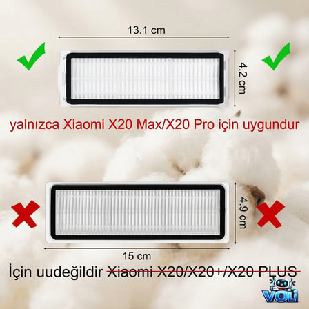 Xiaomi X20 Max D109GL Uyumlu Yedek 2 Adet Hepa Filtre