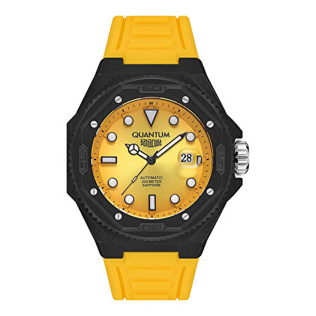 Quantum BAR1091.614 Erkek Kol Saati | 47MM Otomatik, 20 ATM, Sarı Silikon Kordon