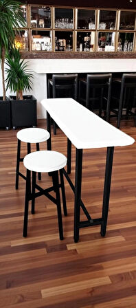 Beyaz Bar Masası Seti 150X40X100cm