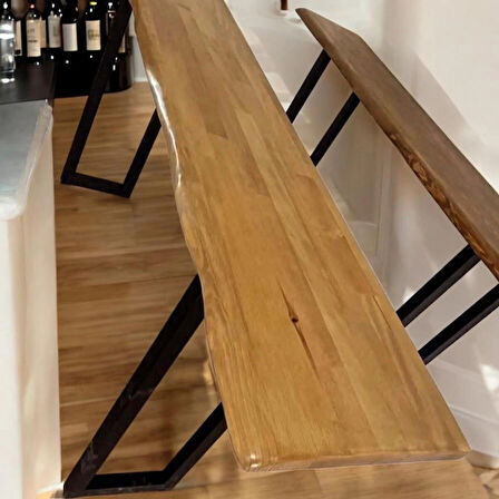 Doğal Ahşap Bar Masası 200x40x100cm