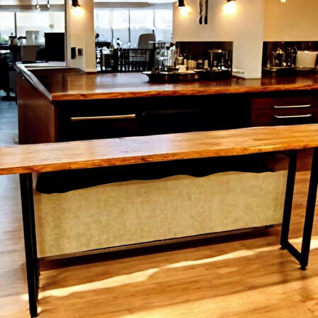 Doğal Ahşap Bar Masası 200x40x100cm