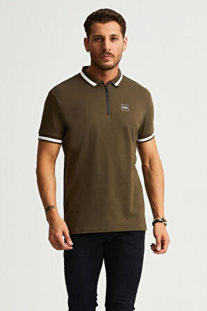 ALEXANDERGARDI FERMUAR DETAYLI POLO YAKA T-SHİRT (BARAKM)