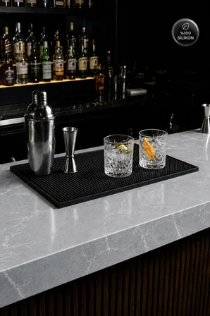 Siliconly Bar Mat Tezgah Koruyucu 60x30 cm Siyah %100 Silikon