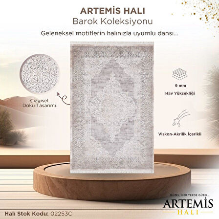 Artemis Halı Barok Bej Gri Kiremit Klasik Desenli Halı