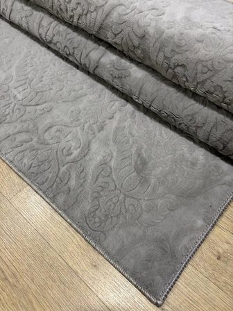 Rölyef Gri Joy Modern Yumuşak Dokulu Kabartmalı Kaymaz Taban Kesme Halı Yolluk