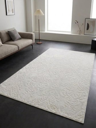 Rölyef Krem Joy Modern Yumuşak Dokulu Kabartmalı Kaymaz Taban Kesme Halı Yolluk