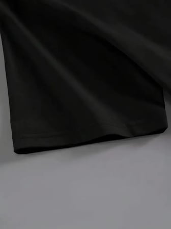 Baskılı Oversize Bisiklet Yaka T-shirt - Siyah