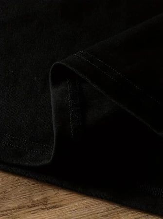 Baskılı Oversize Bisiklet Yaka T-shirt - Siyah