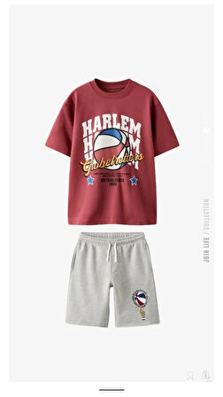 Dokulu Basketbol Desenli Tshirt ve Şort Alt Üst Erkek Çocuk Takım
