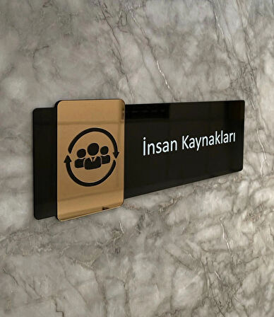 Bronz Aynalı Siyah Parlak Seri İnsan Kaynakları Kapı Isimliği