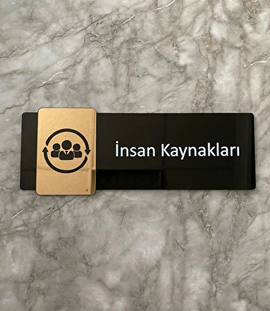 Bronz Aynalı Siyah Parlak Seri İnsan Kaynakları Kapı Isimliği