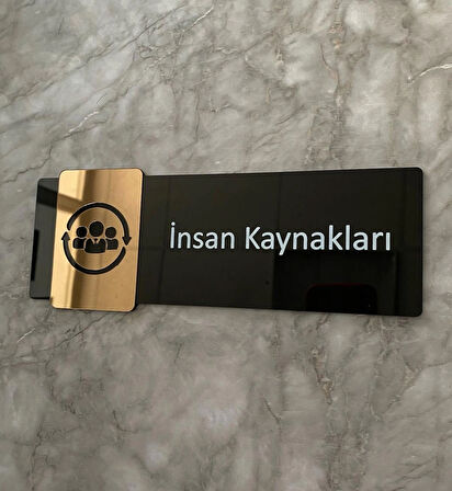Bronz Aynalı Siyah Parlak Seri İnsan Kaynakları Kapı Isimliği