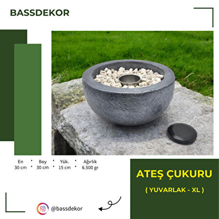 BETON - ATEŞ ÇUKURU - YUVARLAK - XLARGE - SİLVER