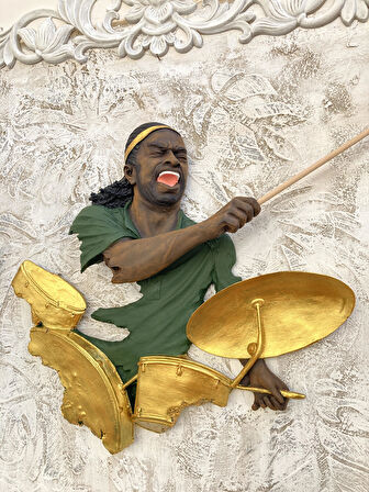 Baterist,Dekoratif Duvar Obje Biblo ,Yeşil Altın