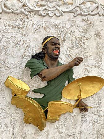 Baterist,Dekoratif Duvar Obje Biblo ,Yeşil Altın