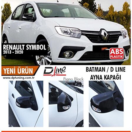 Renault Symbol 2013-2020 Batman Yarasa Ayna Kapağı Piano Black ABS Plastik