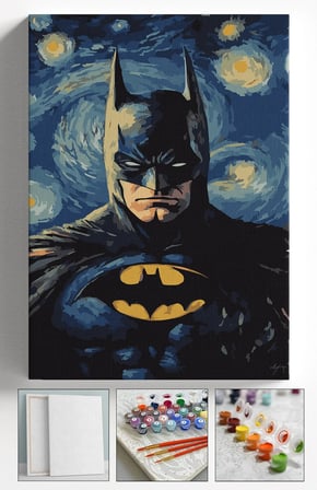 Sayılarla Boyama Seti Numaralı Tuval Fırça Boya Askı Aparatı Dahil Set 40x50 Cm - BATMAN