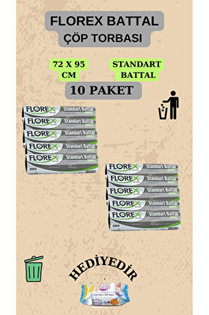 Florex Standart Battal Boy (72X95CM) Çöp Poşeti X 10 Rulo 100 Adet