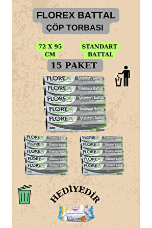 Florex Standart Battal Boy (72X95CM) Çöp Poşeti X 15 Rulo 150 Adet