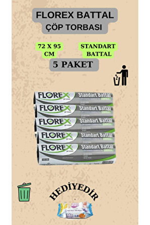 Florex Standart Battal Boy (72X95CM) Çöp Poşeti X 5 Rulo 50 Adet