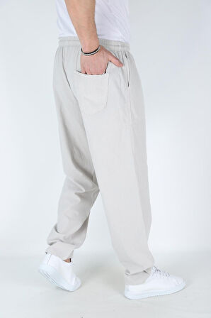 %100 PAMUK Ham bez keten pantolon 4XL-5XL-6XL