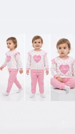 6/18 Ay Süzine Love Nakışlı Bebek Takımı