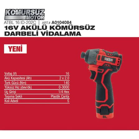 Akülü Kömürsüz Darbeli Vidalama, Kompakt Tasarım