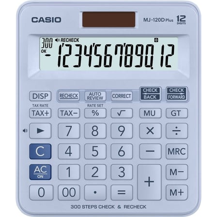 Casio MJ-120D Plus MAVİ İşlem Kontrollü Mavi 12 Hane Masa Üstü Hesap
