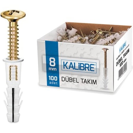 8 mm Kalibre Dübel Takımı 100 Adet Çeşitli Uygulamalar için