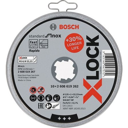 Bosch - X-Lock - 125*1,0MM Standard Seri Düz Inox (Paslanmaz Çelik) Kesme Diski (Taş) - Rapido