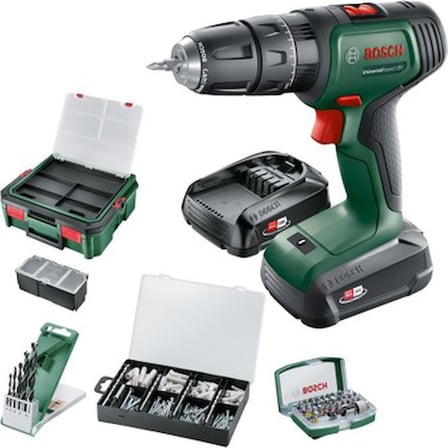Bosch 06039D4107 Universalımpact Akülü Darbeli Matkap 18V 2x 1.5AH Güçlü 210 Aksesuar ile Yeşil