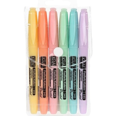 Fosforlu Kalem Seti 6'lı Pastel Renklerle Ergonomik Tasarım
