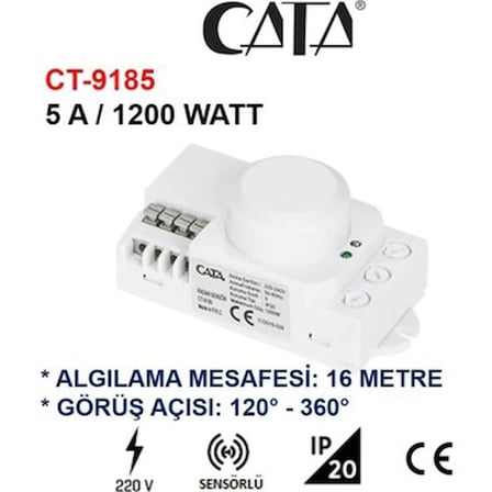 1200W Radar Sensör 2-16m Algılama IP20