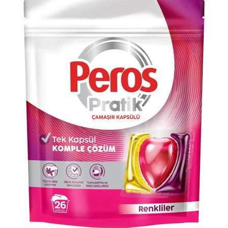 Pratik Bebek Bezi 26'lı Çamaşır Kapsülü Güçlü Leke Çıkarma