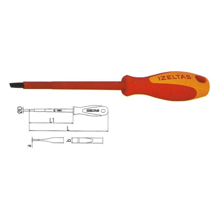 5.5x125 Elektrikçi İzoleli Düz Tornavida 1000 V ile Ergonomik
