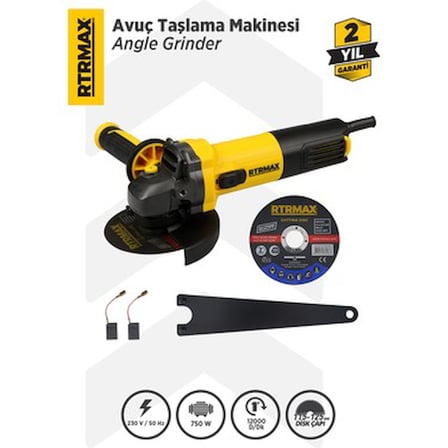 Ergonomik Avuç Taşlama 750 W 115 mm ile Kolay Kullanım