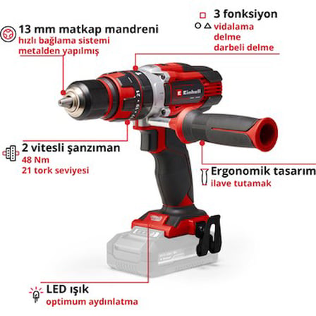 Akülü Vidalama ile 2 Vitesli 18 V Güç ve 2.5 Ah Akü