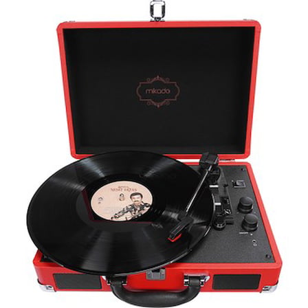 Kırmızı Turntable ve Bluetooth Destekli Müzik Sistemi