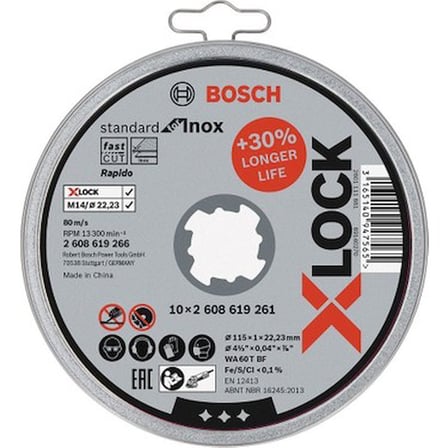 Bosch - X-Lock - 115*1,0MM Standard Seri Düz Inox (Paslanmaz Çelik) Kesme Diski (Taş) - Rapido