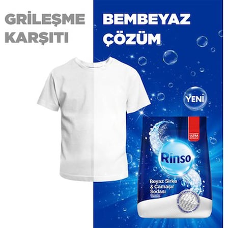 Beyazlar için Beyaz Sirke ve Çamaşır Sodası ile Toz Deterjan 8 kg